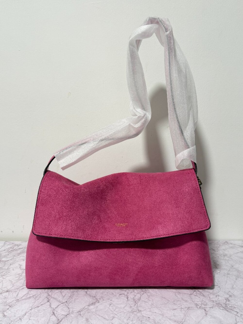 COACH Eliza Suede Flap Shoulder Bag, Pink